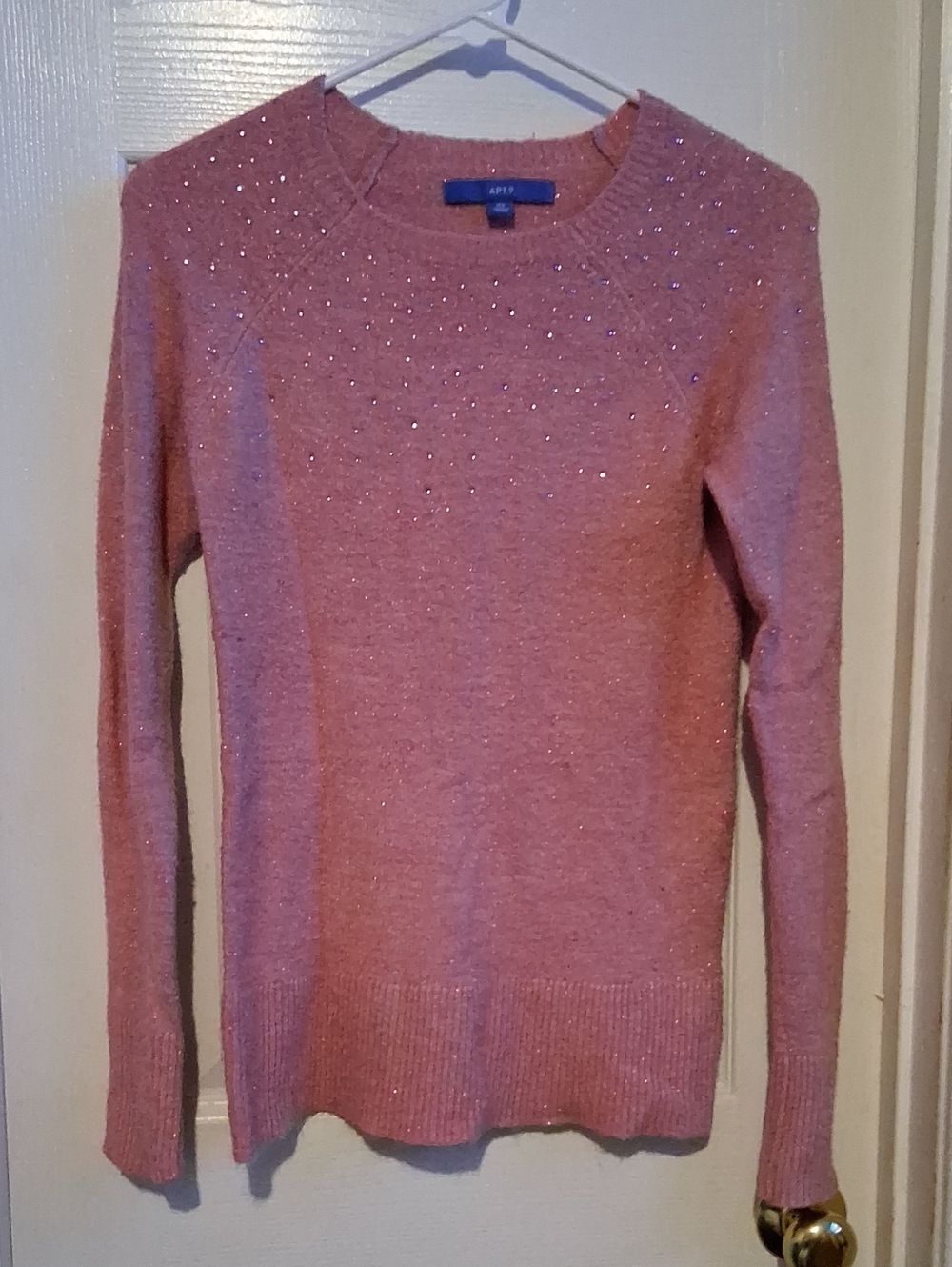 Apt. 9 Rose Pink Crewneck Sweater with Sparkle Accents